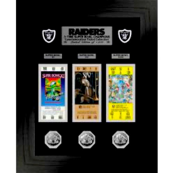 Oakland Raiders Limited Edition 3-Time Super Bowl Ticket Collection frame Photo